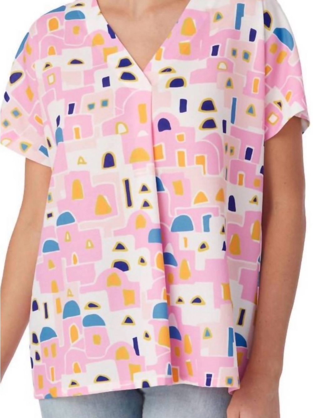 CROSBY by Mollie Burch Pastel Geometric Print Blouse